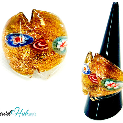 FloraGlow 🌀 Glass Ring – UK O · US 7.5 · Giant Series · Handcrafted Glass CT