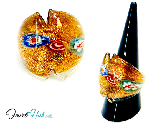 🌀 FloraGlow Glass Ring – UK O · US 7.5 · Giant Series · Handcrafted Glass CT
