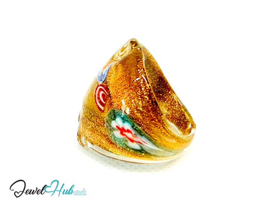 🌀 FloraGlow Glass Ring – UK O · US 7.5 · Giant Series · Handcrafted Glass CT