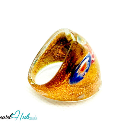 FloraGlow 🌀 Glass Ring – UK O · US 7.5 · Giant Series · Handcrafted Glass CT
