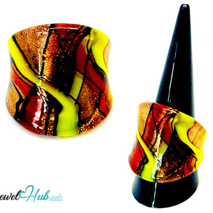 EmberSpiral 🌈 Glass Ring – UK R · US 9 · Giant Series · Swirl-Fired Statement CT