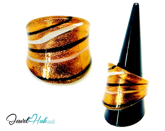🌀 DuneTwist Glass Ring – UK R · US 9 · Giant Series · Sculptural Swirl Statement CT
