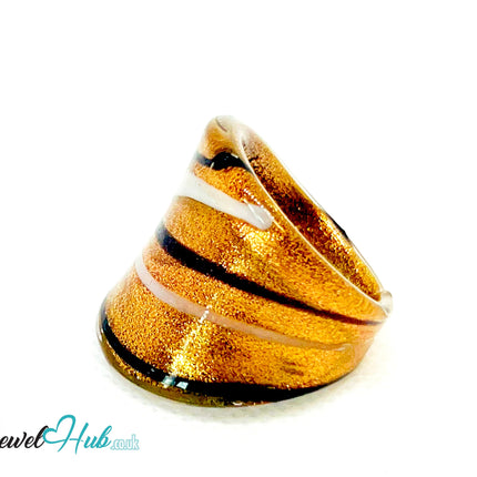 DuneTwist 🌀 Glass Ring – UK R · US 9 · Giant Series · Sculptural Swirl Statement CT