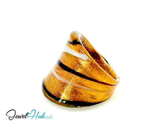 🌀 DuneTwist Glass Ring – UK R · US 9 · Giant Series · Sculptural Swirl Statement CT
