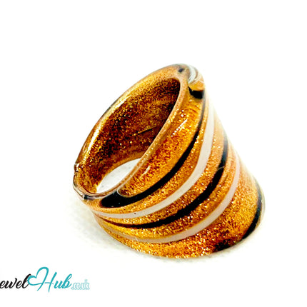 DuneTwist 🌀 Glass Ring – UK R · US 9 · Giant Series · Sculptural Swirl Statement CT