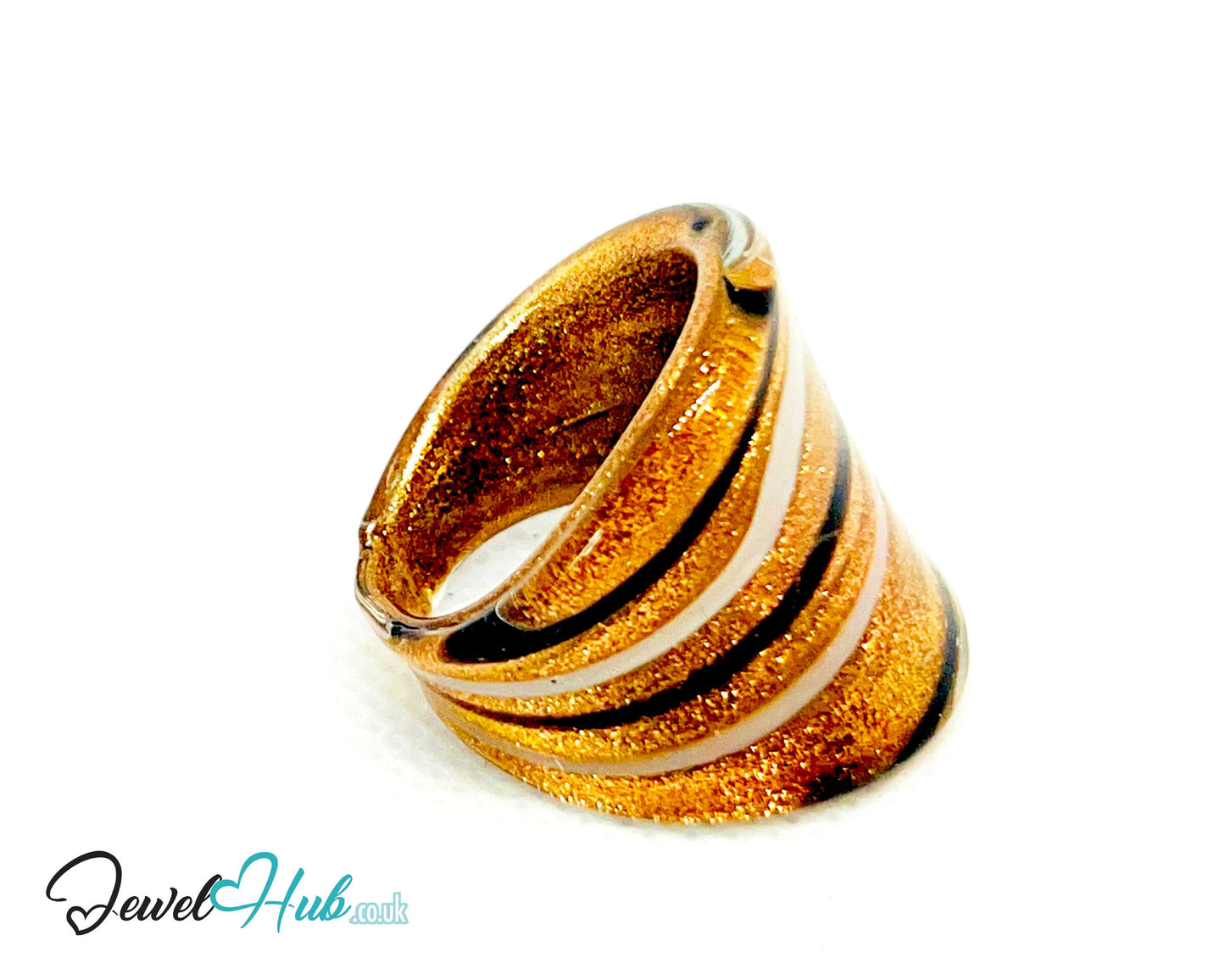 🌀 DuneTwist Glass Ring – UK R · US 9 · Giant Series · Sculptural Swirl Statement CT