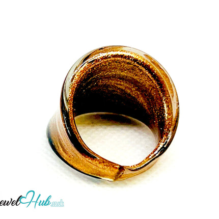 DuneTwist 🌀 Glass Ring – UK R · US 9 · Giant Series · Sculptural Swirl Statement CT