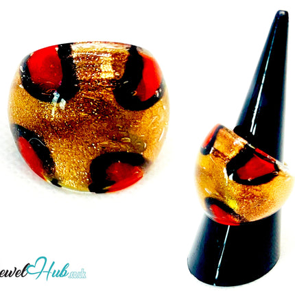 EmberMark 🔥 Glass Ring – UK N · US 6.75 · Giant Series · Sculptural Flame Statement CT