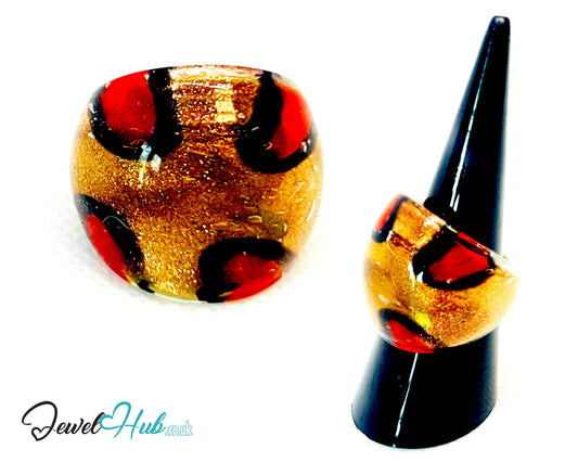 🔥 EmberMark Glass Ring – UK N · US 6.75 · Giant Series · Sculptural Flame Statement CT