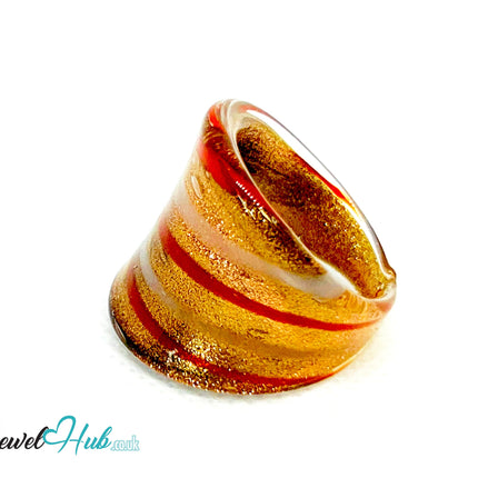 FlameBand 🌟 Glass Ring – UK R · US 9 · Giant Series · Glitter-Striped Statement CT