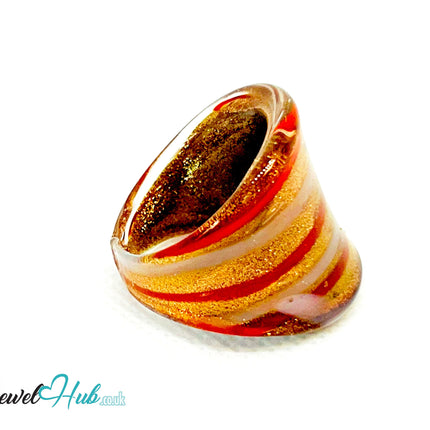 FlameBand 🌟 Glass Ring – UK R · US 9 · Giant Series · Glitter-Striped Statement CT
