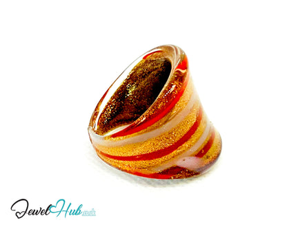 🌟 FlameBand Glass Ring – UK R · US 9 · Giant Series · Glitter-Striped Statement CT