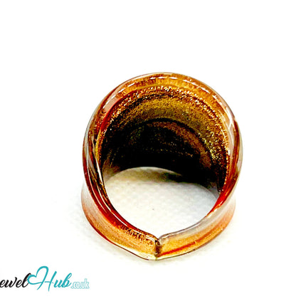 FlameBand 🌟 Glass Ring – UK R · US 9 · Giant Series · Glitter-Striped Statement CT