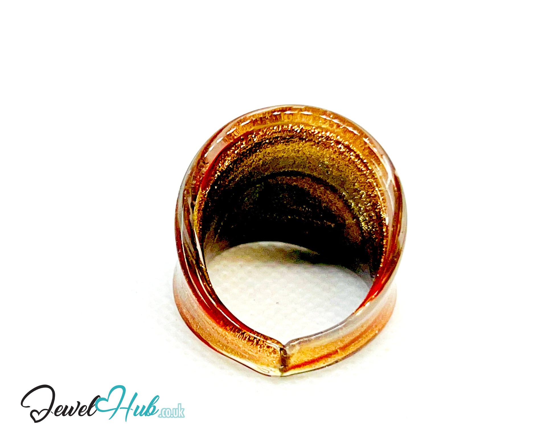 🌟 FlameBand Glass Ring – UK R · US 9 · Giant Series · Glitter-Striped Statement CT