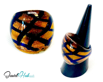 🖤 GoldGrid Glass Ring – UK O · US 7.5 · Giant Series · Checkered Statement · 9.26g CT