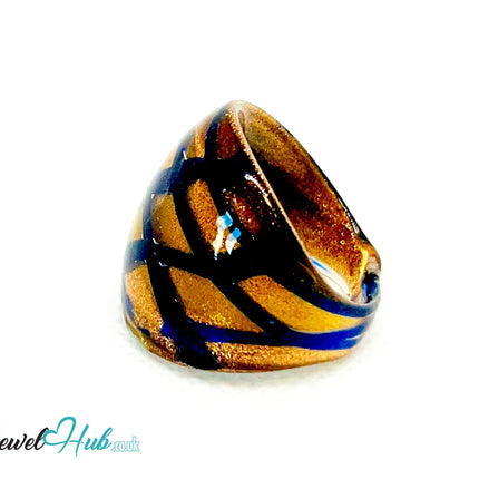 GoldGrid 🖤 Glass Ring – UK O · US 7.5 · Giant Series · Checkered Statement · 9.26g CT