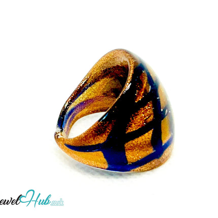 GoldGrid 🖤 Glass Ring – UK O · US 7.5 · Giant Series · Checkered Statement · 9.26g CT