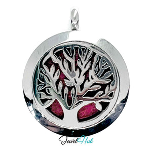 Stainless Steel Aromatherapy Pendant – Tree of Serenity