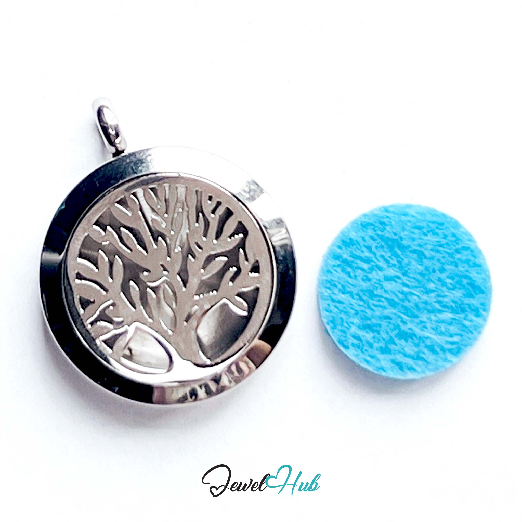 Stainless Steel Aromatherapy Pendant – Tree of Serenity
