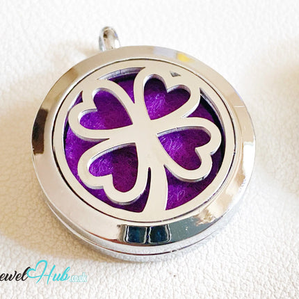 🍀 Clover of Fortune – Stainless Steel Aromatherapy Pendant for Luck & Lightheartedness CT