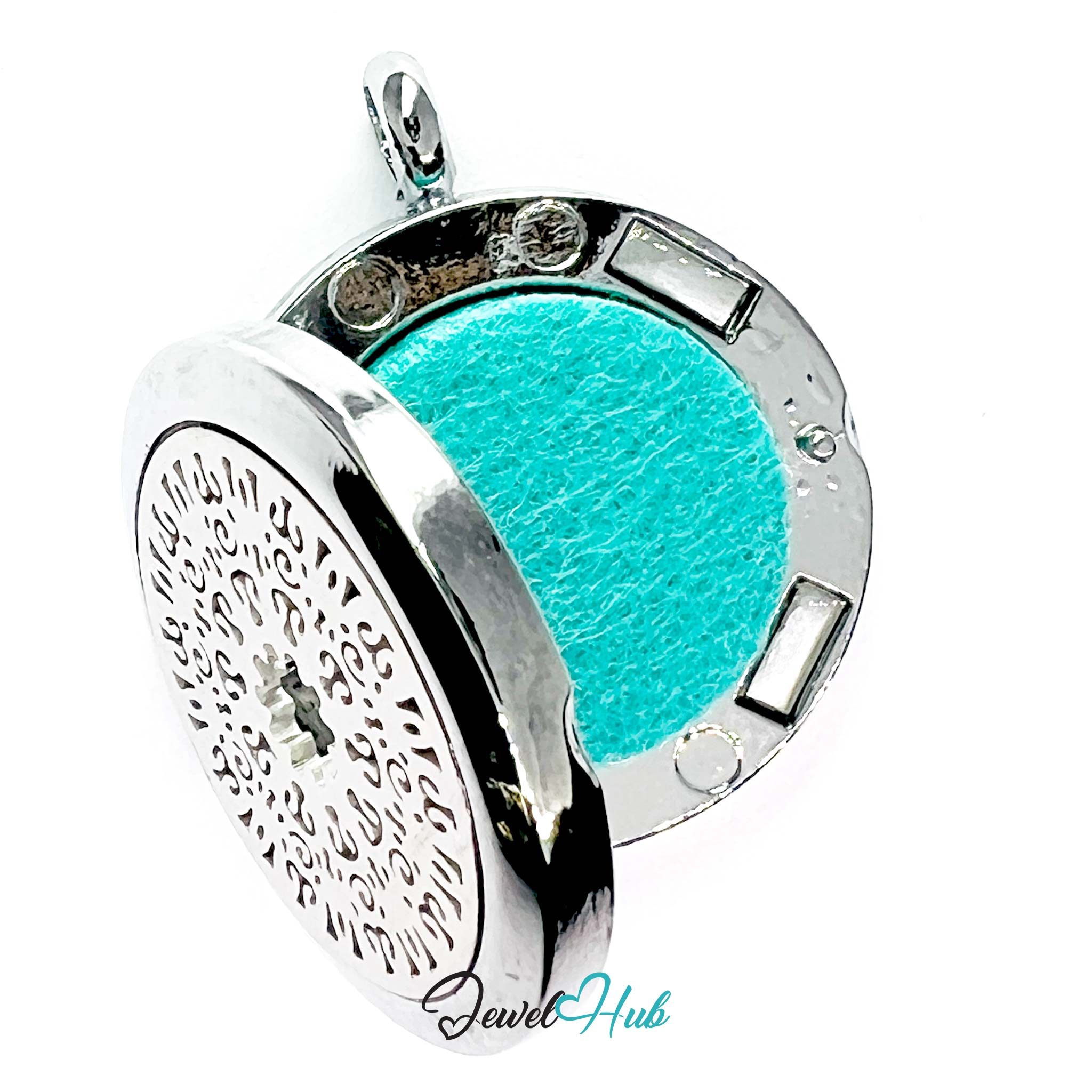 Stainless Steel Aromatherapy Pendant – Mandala Bloom for Peace