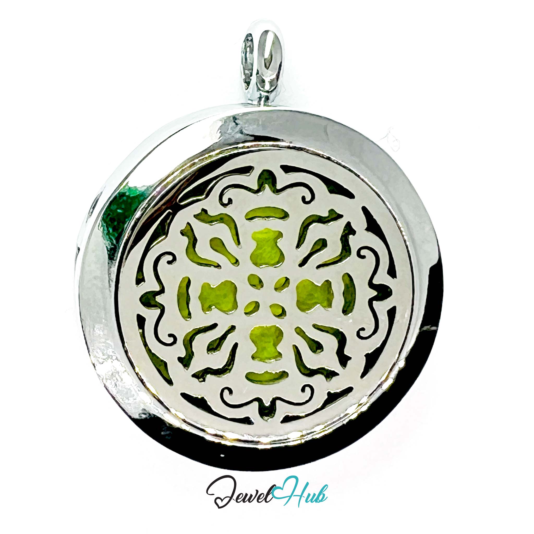 Decorative pendant with intricate design on a white background, branded 'Jewel Hub'.