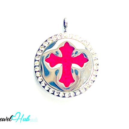 ✝️ Crystal Cross – Stainless Steel Aromatherapy Pendant for Peace & Presence CT