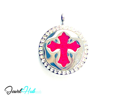 ✝️ Crystal Cross – Stainless Steel Aromatherapy Pendant for Peace & Presence CT