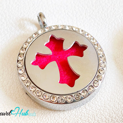 ✝️ Crystal Cross – Stainless Steel Aromatherapy Pendant for Peace & Presence CT
