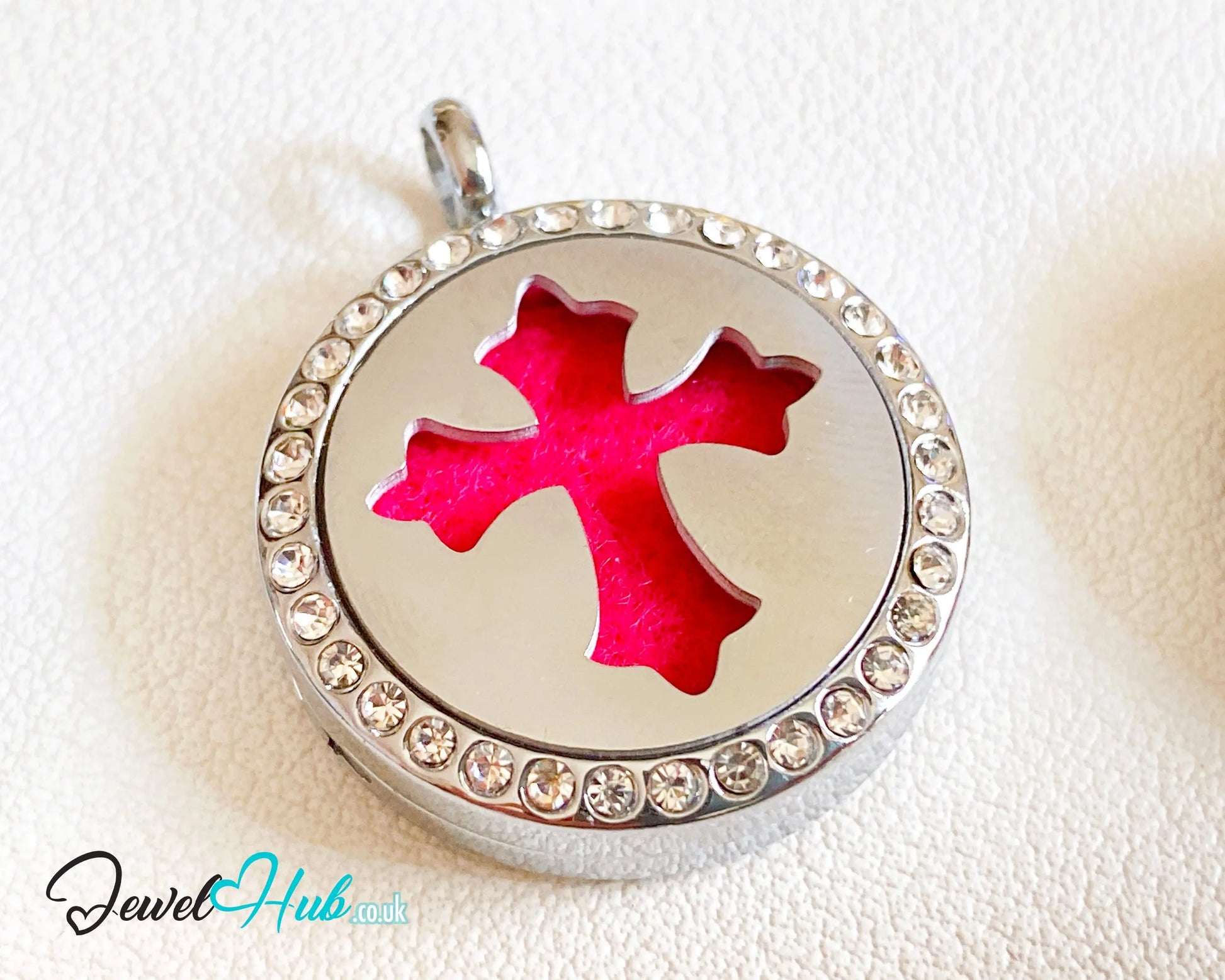 ✝️ Crystal Cross – Stainless Steel Aromatherapy Pendant for Peace & Presence CT