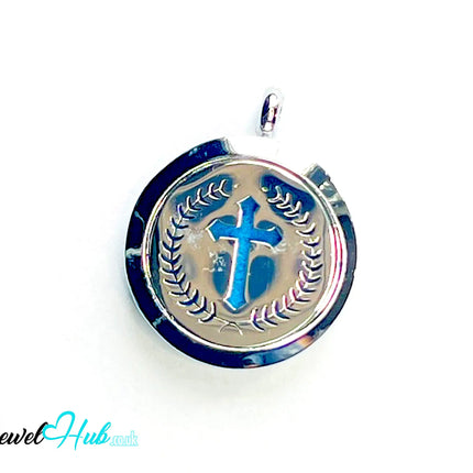 ✝️ Laurel Cross – Stainless Steel Aromatherapy Pendant for Strength & Serenity CT