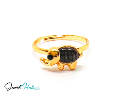 🐘 Elephant Ring – Zinc Alloy · Adjustable (J/K/L + O/P/Q) · Resin Gemstone · Symbolic