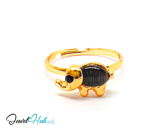 🐘 Elephant Ring – Zinc Alloy · Adjustable (J/K/L + O/P/Q) · Resin Gemstone · Symbolic