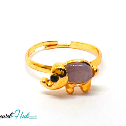 🐘 Elephant Ring – Zinc Alloy · Adjustable (J/K/L + O/P/Q) · Resin Gemstone · Symbolic CA