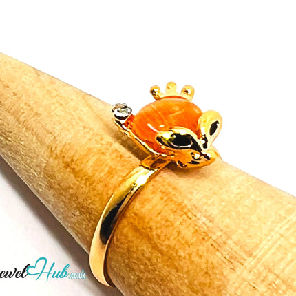 🐭✨ Flying Mouse Ring – Zinc Alloy · Adjustable (J/K/L) · Orange Resin & Zirconia · Symbolic CA