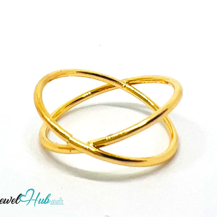 💍 Double Loop Ring – Zinc Alloy · UK Q · US 8.5 · Minimalist Design · Gold-Tone CA