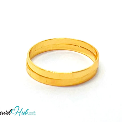 💫 Gold Double Halo Ring – Zinc Alloy · UK M · US 6.5 · Overlapping Twin Bands · Sculptural Minimalist CA
