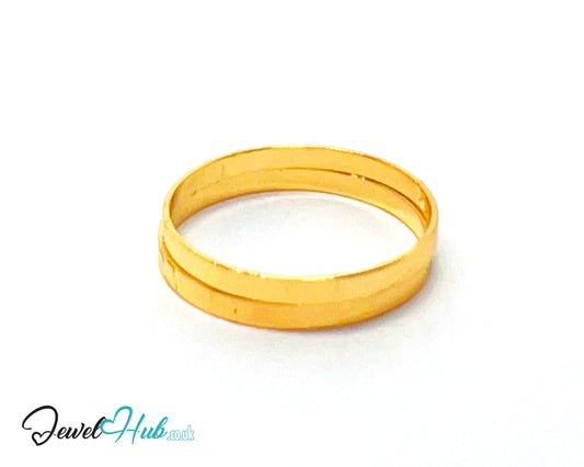 💫 Gold Double Halo Ring – Zinc Alloy · UK M · US 6.5 · Overlapping Twin Bands · Sculptural Minimalist