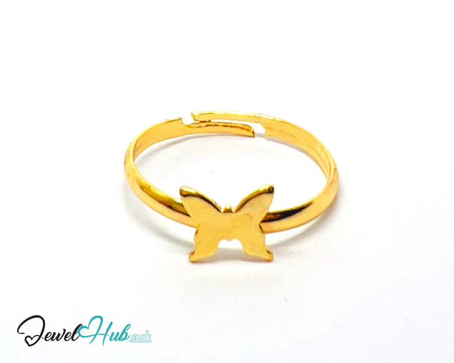 🦋 Gold Butterfly Ring – Zinc Alloy · Adjustable (M/N/O) · Cutout Motif CA