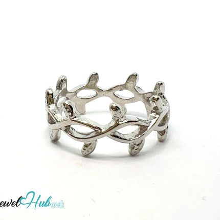 🌿 Vine Wrap Ring – Zinc Alloy · UK P · US 8 · Interwoven Botanical Motif · Lightweight Fashion Jewellery · Silver-Tone Finish CA