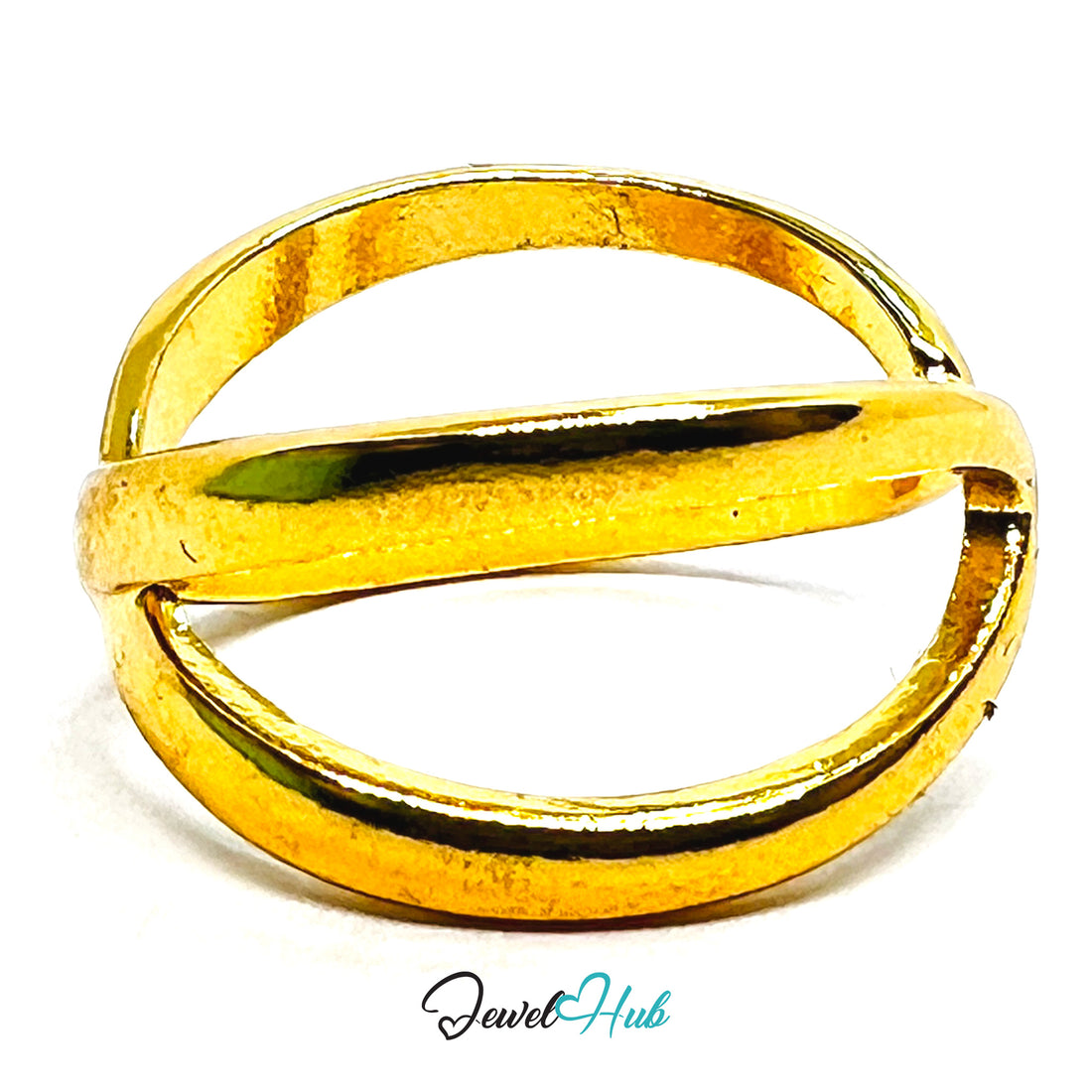 Zinc Alloy Ring Gold Criss Cross X Design - UK O - Q Gold Plated - JewelHub.co.uk