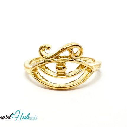 👁️ Gold Horus Eye Ring – Zinc Alloy · UK O · US 7.5 · Protective Motif · Polished Gold Finish CA