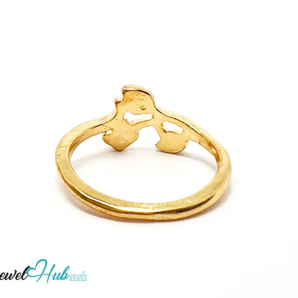 🍃 Gold Trio Leaf Ring – Zinc Alloy · UK K · US 5.5 · Sculpted Botanical Motif · Polished Finish CA