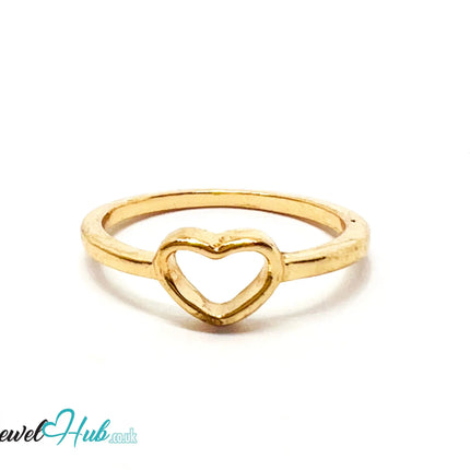 ❤️ Gold Open Heart Ring – Zinc Alloy · UK N · US 7 · Sculptural Heart Motif · Polished Gold Finish CA