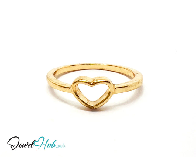 ❤️ Gold Open Heart Ring – Zinc Alloy · UK N · US 7 · Sculptural Heart Motif · Polished Gold Finish CA