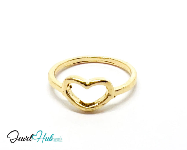 ❤️ Gold Mini Heart Ring –  Zinc Alloy · UK L · US 6 ·  Sculptural Open Heart Motif · Polished Finish CA