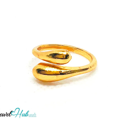 💫 Golden Teardrop Wrap Ring (A) · UK M · US 6.5 · Sculptural Boldness · Everyday Luxe Shine CA