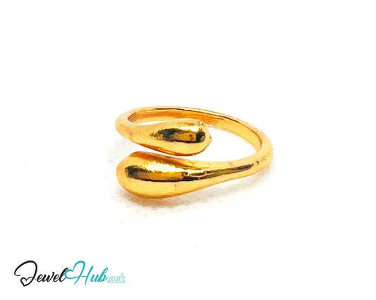 💫 Golden Teardrop Wrap Ring (A) · UK M · US 6.5 · Sculptural Boldness · Everyday Luxe Shine