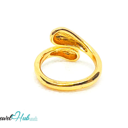 💫 Golden Teardrop Wrap Ring (B) · UK L/N · US 6.5–7 · Fluid Form · Everyday Statement Glow CA