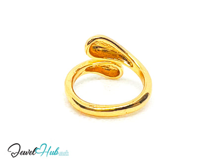 💫 Golden Teardrop Wrap Ring (B) · UK L/N · US 6.5–7 · Fluid Form · Everyday Statement Glow